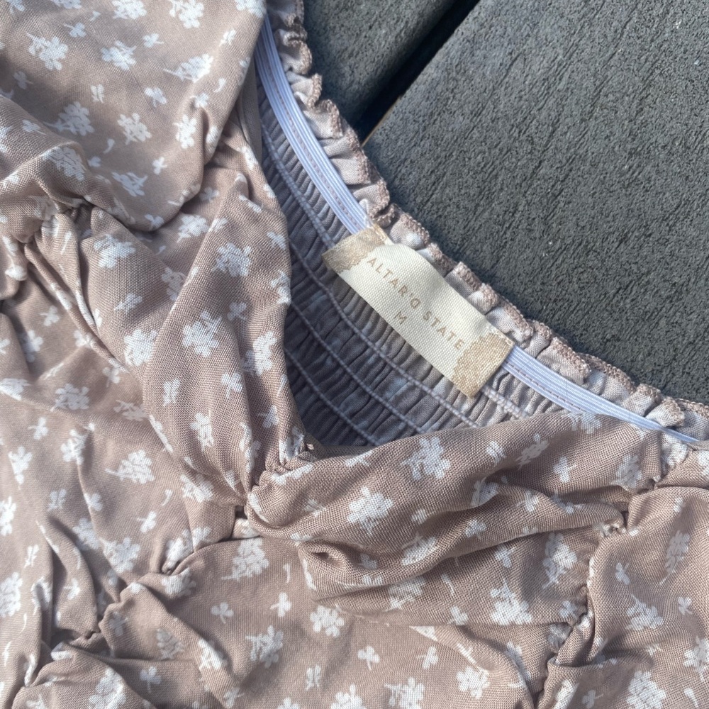 Altar'd State Blush Floral Puff-Sleeve Mini Dress - Picture 3 of 5